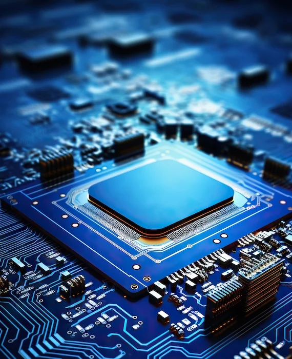 portage salarial informatique - gros plan d'un composant électronique type puce informatique